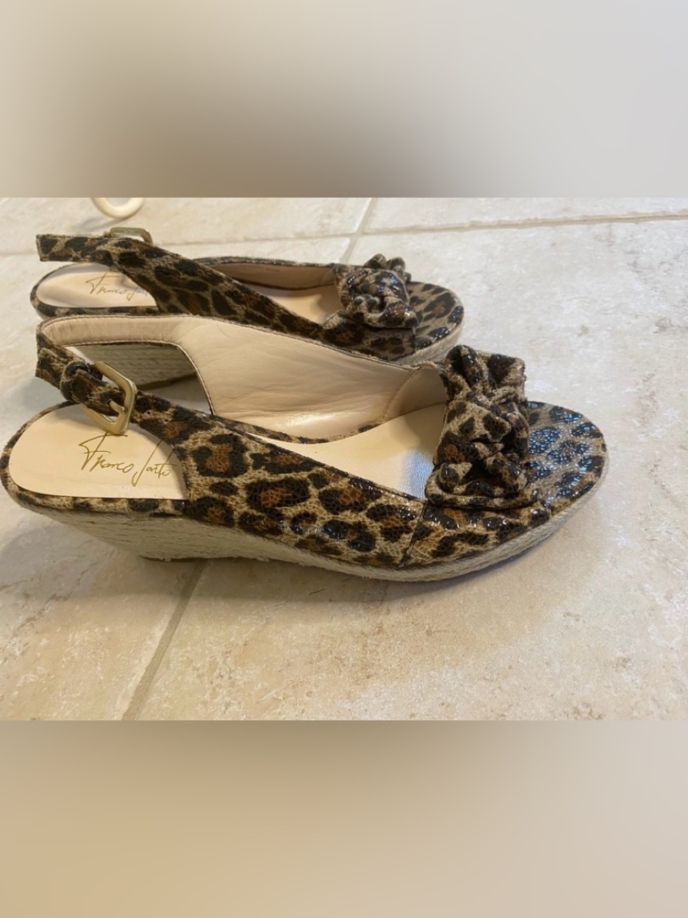 Franco Sarto Camino Leopard-Print Espadrille Wedge Sandals - Brown & Black